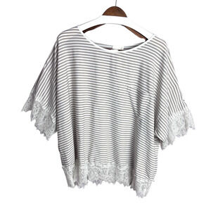 Chico'S Striped Lace Top 4 Boho Fairycore Whimsigoth Cottagecore Resort